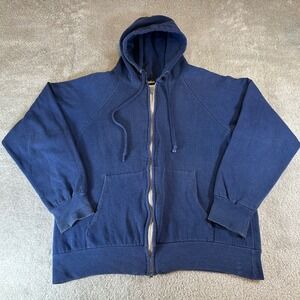 Ture Vintage 60s Halen Navy Thermal Lined Zip Up Hoodie Raglan Sleeve Men's L